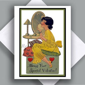 Carte pour lettres unique/ Saint-Valentin vintage/ Amusante/ Saint-Valentin/ Art déco/ « Toujours votre Saint-Valentin préférée »/ Amusante/Carte unique avec enveloppe