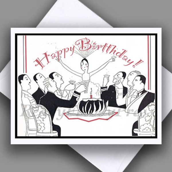 Single Notecard/ Vintage Image/Birthday/ Boy & Girl/ 1950s/ Blowing out Candle/ Fun/ Invitation/ Birthday Party/Blank