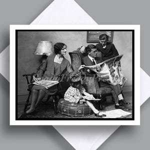 Tarjeta del Día del Padre / Imagen vintage / Papá / Esposo / Familia / Padre / Blanco y negro / Década de 1930 / Encantadora / Foto vintage