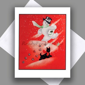 VENDA Cartão de Nota Único/ Natal/ Feriado/ Boneco de Neve Dançante/ Cachorrinho/ Tempestade de Neve/ Gráfico/ Art Déco/ Cartão Único com Envelope