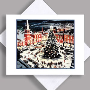 VENTE carte de correspondance unique/image vintage/éclairage d'arbre de Noël/rassemblement de la ville/vacances/place de la ville/Noël/carte de correspondance avec enveloppe