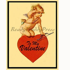Carton pour la Saint-Valentin/ Art déco Saint-Valentin/ Cœur/ Image vintage/ Cupidon/ À ma Saint-Valentin/Charmante/ Ludique/Carte unique avec enveloppe/ Vierge