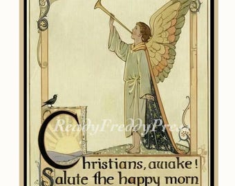 Weihnachts Grußkarte / Feiertag / Vintage Bild / Margaret Tarrant / Engel / Verkündigung der Geburt Christi / Im Set 8 Karten und Umschläge