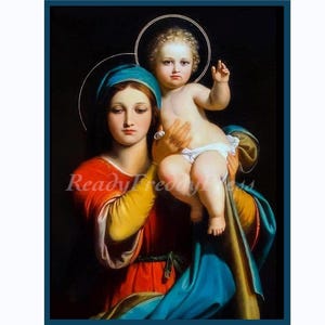 Biglietto di Natale/Religioso/Immagine d'epoca/Madonna con bambino/Tenero/Coraggioso/Set di 8 biglietti con buste