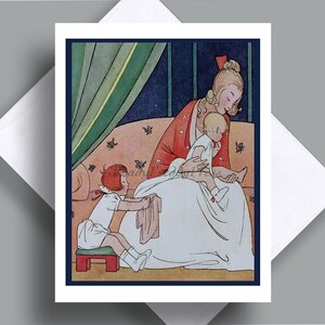 Tarjeta individual/Imagen vintage de 1908/Día de la Madre/Madre e hijos/Niña y niño/Tierno/Dulce/Interior en blanco