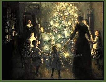 Christmas Card/ Holiday Festivities/ Family Vintage Image Reproduction Notecards/ Boxed Set of 8 Cards with Envelopes