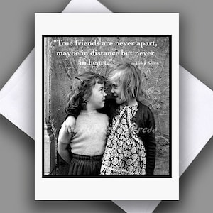 Cartão de nota único Foto vintage/ Amizade/ Amor/ Namoradas/ Aniversário/ Obrigado/ Saudades/ Em branco