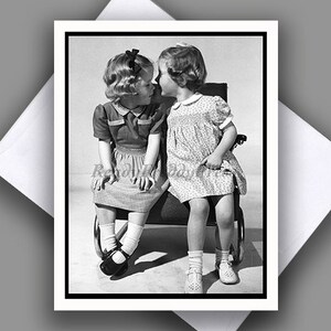 Cartão de nota único Foto vintage/ Amizade/ Amor/ Namoradas/ Aniversário/ Obrigado/ Saudades/ Em branco