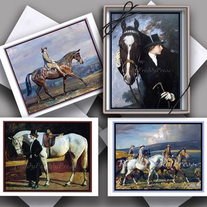 Reiterinnen Grußkarten/ Vintage Bilder/ Pferde/ Reiten/ 1800s/ Reiterin/ Reiterin/ Sport/ Zu Pferd/ Boxed 8er Set mit Umschlägen/ Blanko
