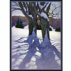 Notecards Christmas/ Holiday/ Winter/ Snow / Tree/ Vintage Image/ Winter Shadows/ Scenic/ /Boxed Set of 8 with Envelopes