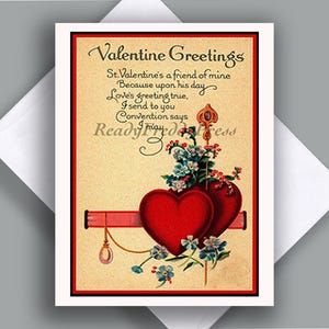 Carte de correspondance unique/Source : vintage Saint-Valentin/Cœur/Charmant/Doux/Cœurs/Fleurs/Victorien/Vœux de la Saint-Valentin/Carte unique avec enveloppe