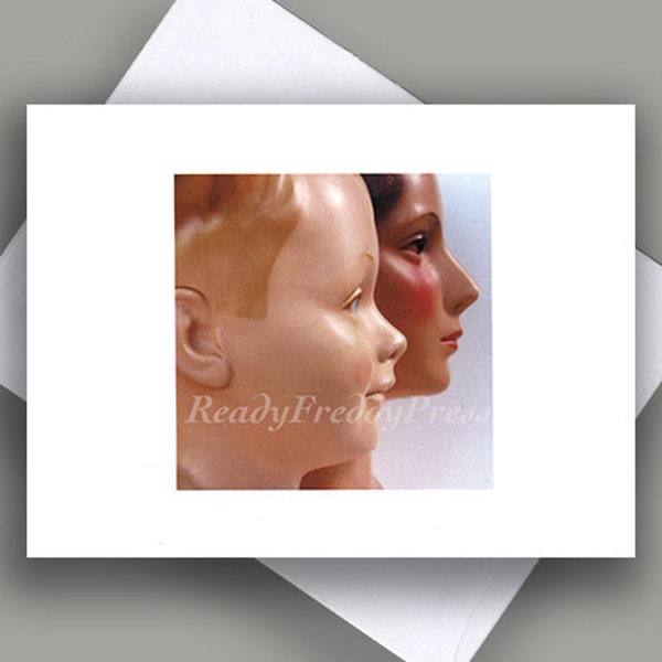 SALE Single Notecard/ Vintage Mannequins / Still Life/ Mother and Child/ Art Photo/ Tender/Sweet/Family/ Single Card with Envelope