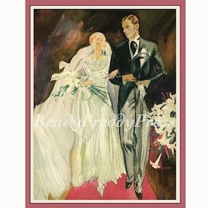 Notecards Imagem Vintage/Casamento/1920/Anúncio/Convite/Parabéns/Salvar a Data/Caixa de 8 com envelopes/Em branco