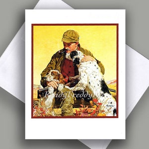 VENTA Tarjeta individual / Imagen antigua / Hombre y sus perros / Pointers y Setters / Canino / Raza atractiva / Perros de caza / Tarjeta individual con sobre