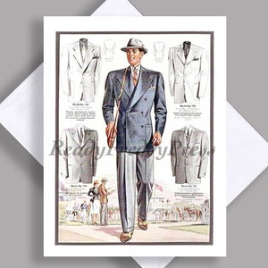 Carton à l'unité/ Image vintage/ Mode masculine/ Vestes/ Catalogue/ Pour les courses/ Élégant/ Carton avec enveloppe