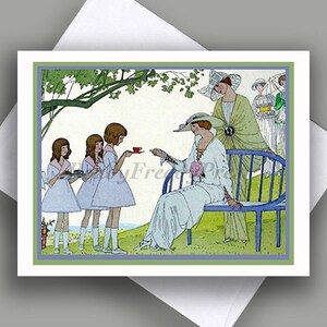 Grußkarte/ Vintage Bild/ Geburtstag/ Baby-Ankündigung/ Muttertag/Glückwünsche/ Babyparty/ Einzel- Grußkarte/ Innen blanko