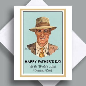 Carte pour la fête des pères/ image vintage/papa/ mari/ famille/ parent/ débonnaire/ beau/ pimpant/ élégant/ mari