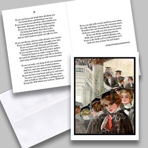 Enkele 'IF'-afstudeerkaart met gedicht/vintage afbeelding / Hogeschool/ Middelbare school/ Afgestudeerden/ Pet & Gown/Globe/ Top of the World/ Cadeaubon/