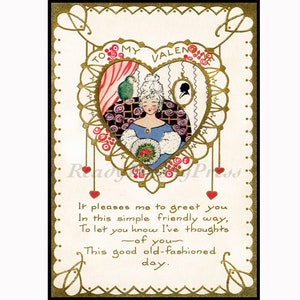 Valentinstag Grußkarten / Art Deco Valentinstag / Liebevoll / Herzen / Freundschaft / Zuneigung / Vintage Bild Gedicht / Leer / 8 Karten mit Umschlägen