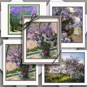 Lente seringen Notecards / Vintage afbeeldingen / Lentebloemen / Moederdag / Verjaardag / Pasen / Bedankt / Verjaardag / Boxed Set van 8 / Lege kaart