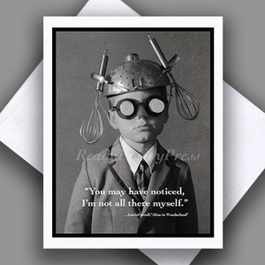 Grußkarte Vintage Foto / Freundschaft / Freunde / Spaß Zitat / Space Cadet / kleiner Junge / Fantasie / Geburtstag / Blanko / Einzelkarte und Umschlag