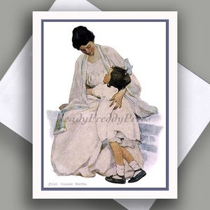 Grußkarte/ Grußkarte/ Vintage Bild 1908/ Muttertag/ Mutter und Tochter/ Mutter und Kind/ Zärtlich/ Süß// Innen leer