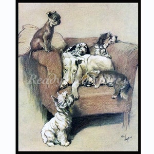 Notecards door Cecil Aldin "Sleeping Partners"/ slapende honden/ canine/ Pets/Dogs/ Vintage Image/ Boxed Set van 8 met enveloppen/ Blank