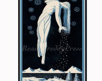 Cartes pour lettres Nouvel An/Noël/Vacances/Hiver/Neige/Image vintage 1926/Rockwell Kent/Art déco/Ensemble de 8 cartes pour lettres et enveloppes