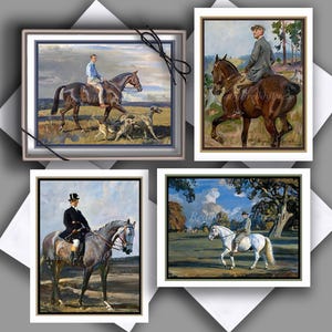 Gentlemen & Ihre Pferde Grußkarten/ Vintage Postkarten/ Reiter/ Reiten/ Maskulin/ Männer/ Rösser/ Sport/ 8 Karten und Umschläge