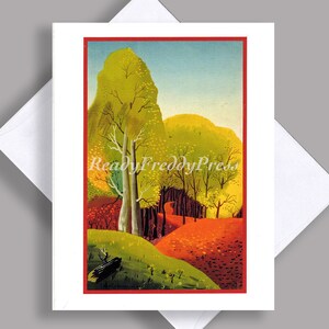 SALE Enkele kaart/vintage afbeelding 1938/herfst/herfst/herfstkleuren/briljante kleur/briefkaart met envelop