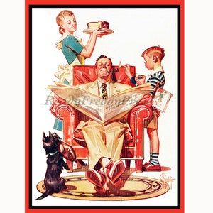 Cartão de nota único Imagem vintage/ J.C. Leyendecker/ Dia dos pais/ Aniversário/ Parabéns/ Cartão único e envelope/ Em branco