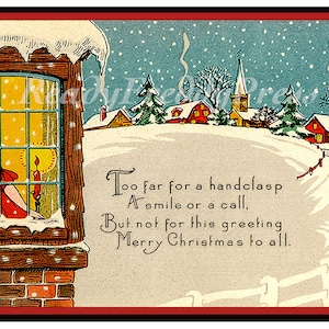 Cartes de correspondance vintage Art déco/ Image vintage/ Vacances Noël/ Milou/ Message de Noël/ Scène d'hiver/ 8 cartes et enveloppes