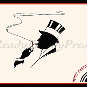 Weihnachten / Feiertage Art Deco Vintage Bild Karte ""Gentleman"" / Boxed Set von 8 Karten mit Umschlägen."