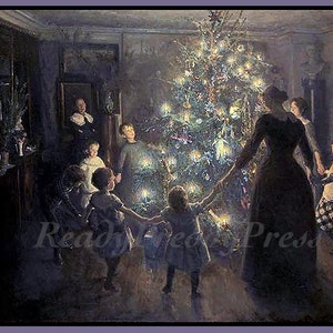 Weihnachtskarte / Urlaub Festlichkeiten / Familie Vintage Bild Reproduktion Notecards / Boxed Set von 8 Karten mit Umschlägen