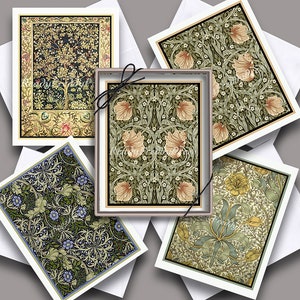 Tarjetas de notas William Morris/ Imagen vintage/ Artes y manualidades/ Telas/ Textiles/ Papel pintado/ Victoriano/ 8 tarjetas y sobres