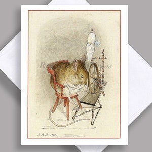 SALE Alte Briefkarte/ Weben/ Kleine Maus/ Beatrix Potter/ Vintage Illustration 1890/ Loom/ Charmant/ Süß/ Einzelkarte mit Umschlag
