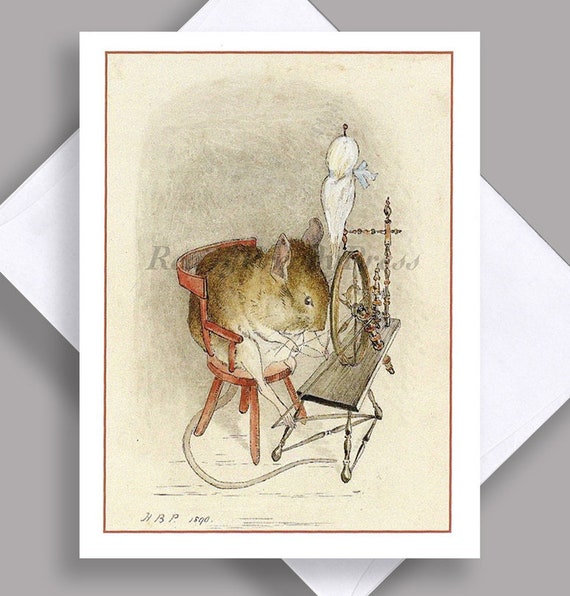 SALE Single Notecard/ Weaving/ Little Mouse/ Beatrix Potter