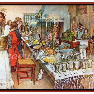 Cartes de correspondance Vacances/Noël/Action de grâces/Dîner/Rassemblement de famille/Fêtes/Boîte de 8 cartes vintage avec enveloppes