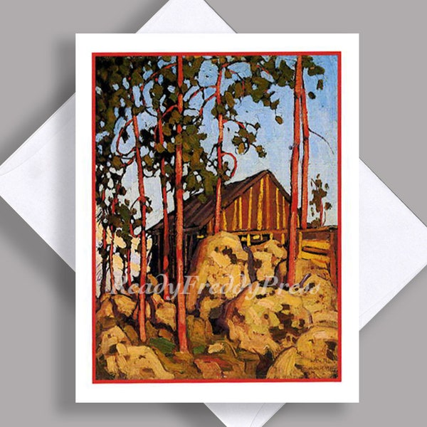SALE Single Notecard/  Vintage Painting /Cottage/ Group of Seven/ Trees/ Landscape/Algonquin Park/ Single Card with Envelope