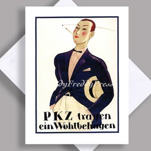 SALE Grußkarte/ Vintage Bild/ Herrenmode/ Stil/ schneidig/ Sommer/ Art Deco/deutsch/ Werbung/ Grußkarte mit Umschlag