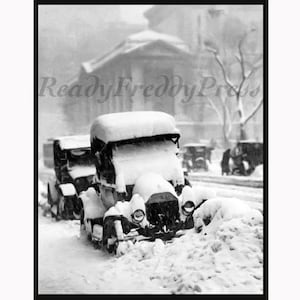 Notecards Snow/Christmas/ Winter / NYC (1917)/ Vintage Photo/Snowstorm/ Vintage Autos/8 Notecards with Envelopes