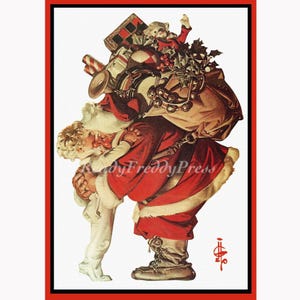 Holiday Notecards / Vintage Image/ J.C. Leyendecker/  Santa /Hug/ Little Child/  Christmas Eve/ Charming// 8 cards & envelopes