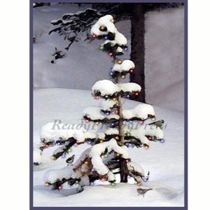 Winter Christmas Card/ Snow/ Tree/Holiday/ VintageImage Notecard Reproductions/ Boxed Set of 8 Notecards with envelopes