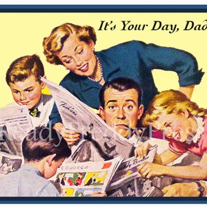 Enkele kaart/ Vintage afbeelding/ Vaderdag/ Verjaardag/ Gefeliciteerd/ Vintage advertenties/ FamilyBlank