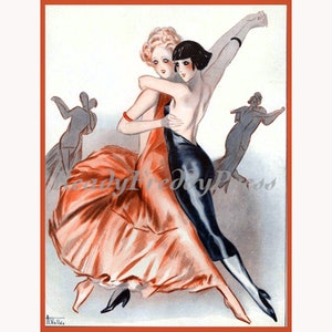 Romantisches Damen Tanzen / Vintage Bild / Valentinstag / Hochzeit / Freundin / Lesben / LBGT / Romantik / Tango / Boxed 8er Set mit Umschlägen