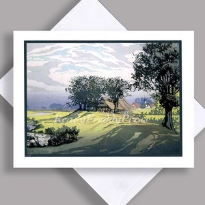 VENDA Notecard único/ Corte de madeira vintage/ Cênico/ Sombras/ Campo/ Alemanha/ Cartão único com envelope