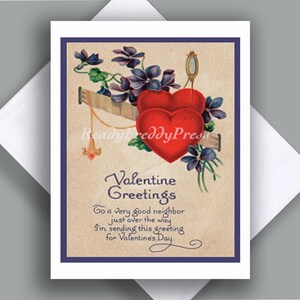 Carte de correspondance simple/Source : vintage Saint-Valentin/coeur/amitié/voisin//sucré/coeurs/fleurs/victorienne//carte simple avec enveloppe