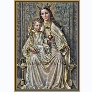 Christmas Card/ Religious/Vintage Image/ Madonna & Child/ Jesus Holding a Globe/ Regal/ Majestic/Boxed Set of 8 Card with Envelopes