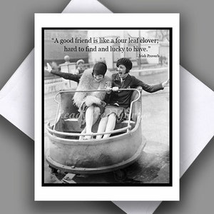 Tarjeta de notas individual con foto vintage, amistad, amor, novias, cumpleaños, gracias, te extraño, en blanco
