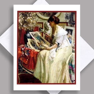 VENTE carte de correspondance/artiste/élégante/éthérée/peinture vintage/belle dame/victorienne/carte unique avec enveloppe